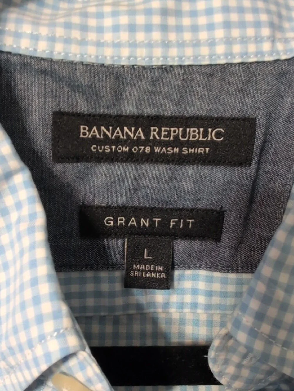 Banana Republic Light Blue Mini Gingham Short Sleeve Button-Down Shirt